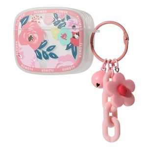 Pink flowers airpods Case Airpods Pro Case Airpods 3rd Gen Case Keychain bell